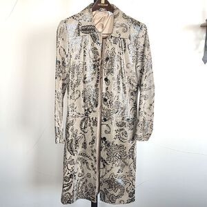 Vintage Leather Tapestry Trench Coat Size Small